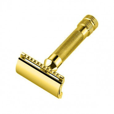 Merkur Double Edge Safety Razor, Straight Cut, Extra Thick Handle, Gold-Plated